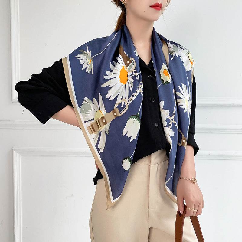 Fashion Silk Scarves Female Printing Hijab - Mubimart