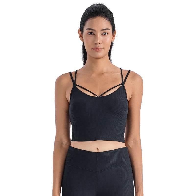Sexy V-neck Sports Vest Women's Workout Yoga Vest Top - Mubimart