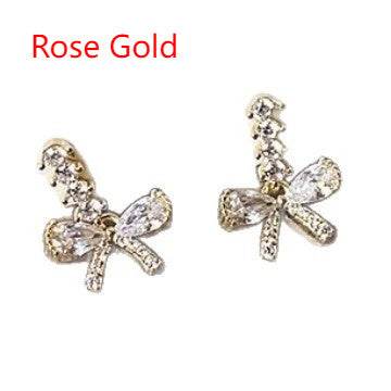 Sparking Zirconium Bow Stud Earrings Women - Mubimart
