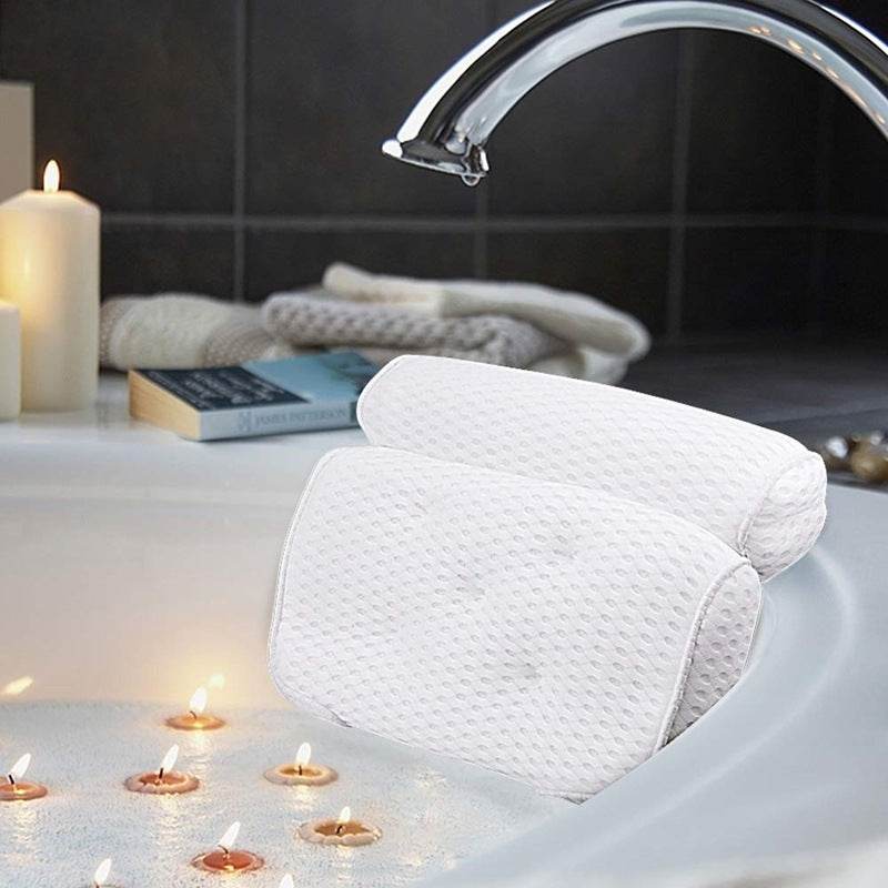4D Bath Pillow Head And Neck Pillow With Suction Cup Bathtub Non-slip Bath Pillow - Mubimart