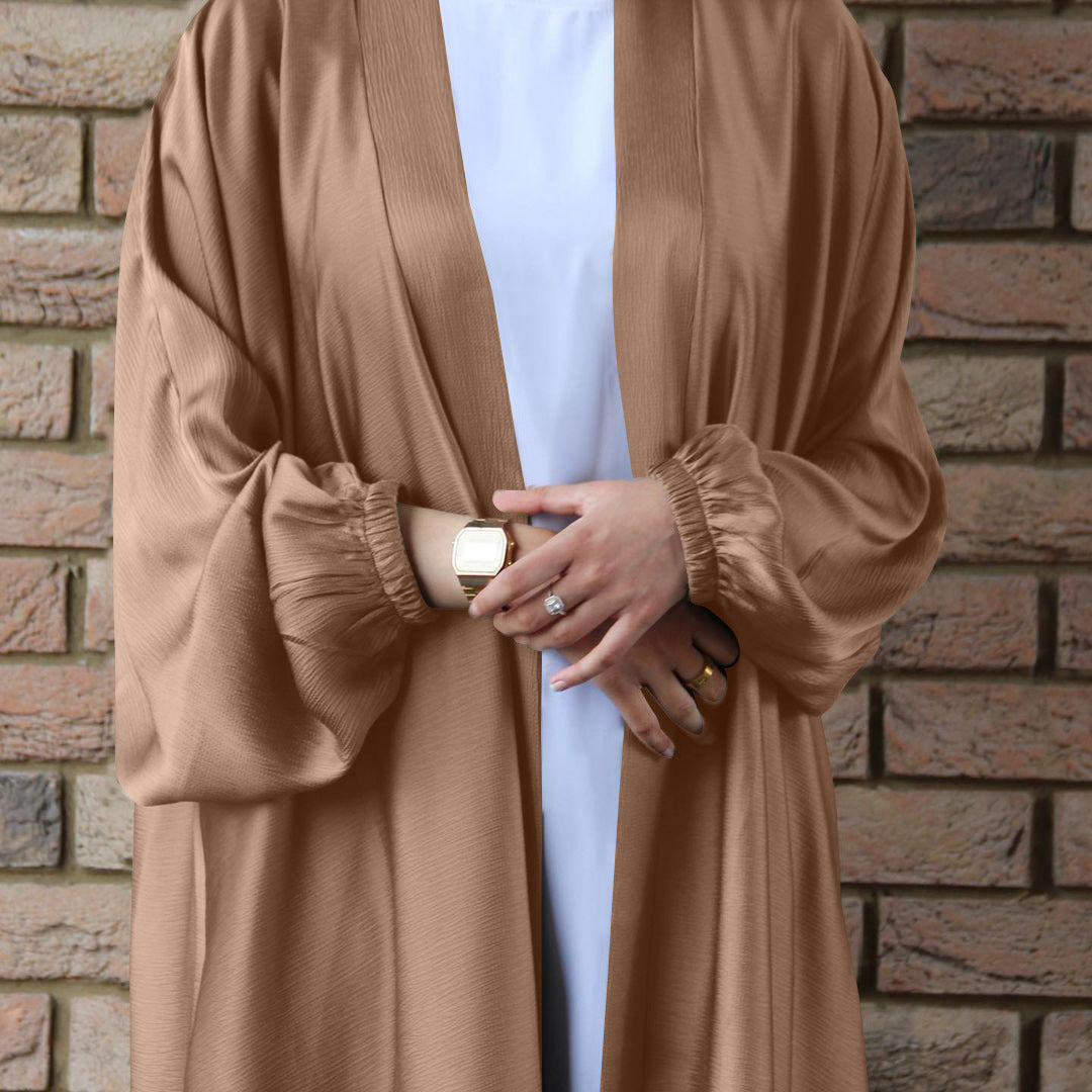 Women's Drawstring Sleeve Plus Size Cardigan Robe - Mubimart -  