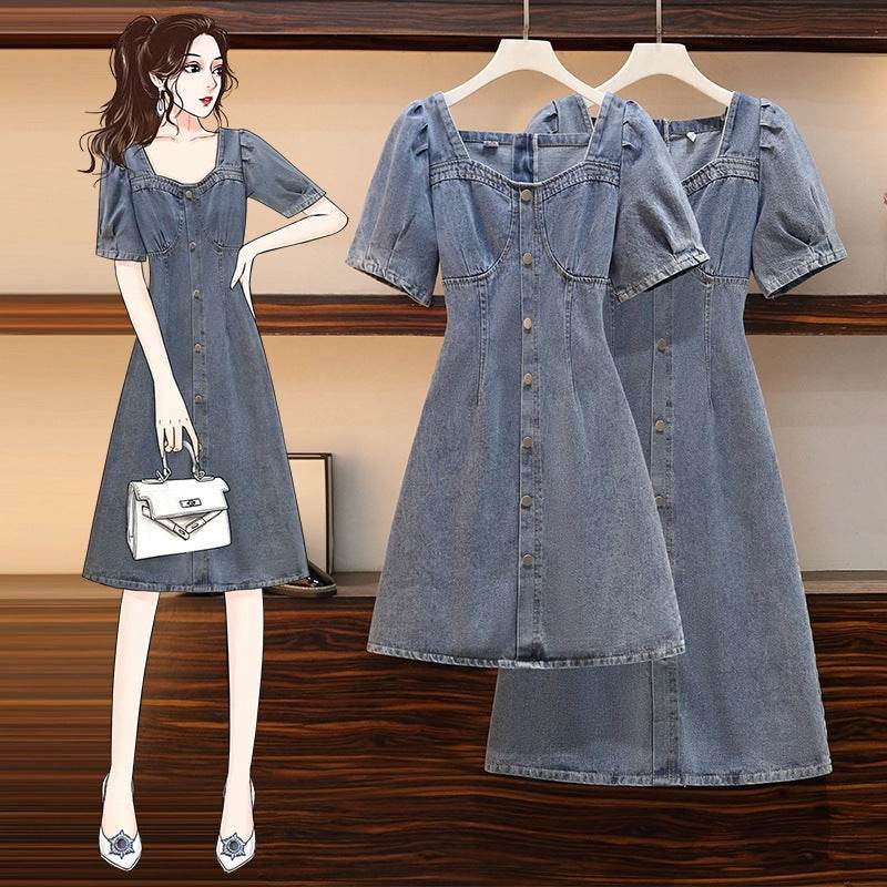 Fashionable Fat Sister Slim Casual Plus Size Dress - Mubimart