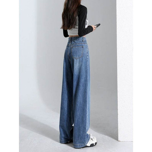 Retro High Waist Wide Leg Jeans For Women - Mubimart