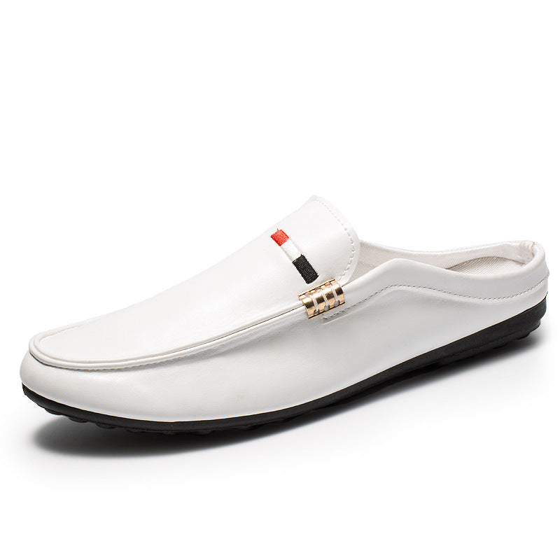 Youth Casual Loafers Shoes Boat White Lazy Shoes Mens Light Half-Soled