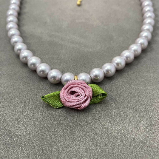 Flower Choker Pearl Necklace Graceful Mori Sweet Clavicle Chain Women - Mubimart