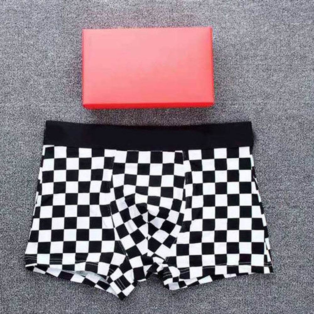 Checkered Men's Cotton Boxer Boxer Briefs - Mubimart