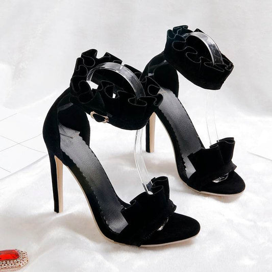 Casual pleated lace stiletto heels - Mubimart