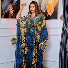 Fashion Printed Robe Dress Women - Mubimart - Robe 