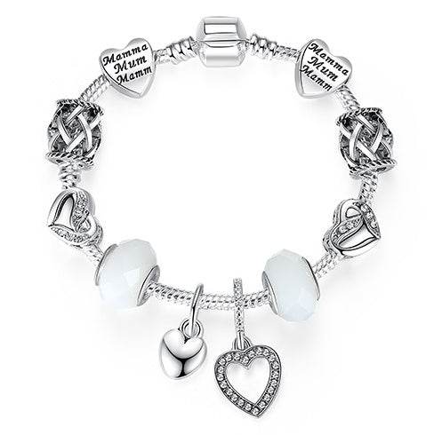 Women Bracelet 925 Unique Silver Crystal Charm Bracelet for Women DIY Beads Bracelets & Bangles Jewelry Gift - Mubimart