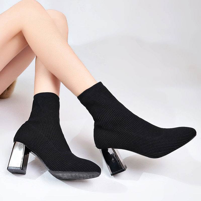 Elastic boots women high heels - Mubimart