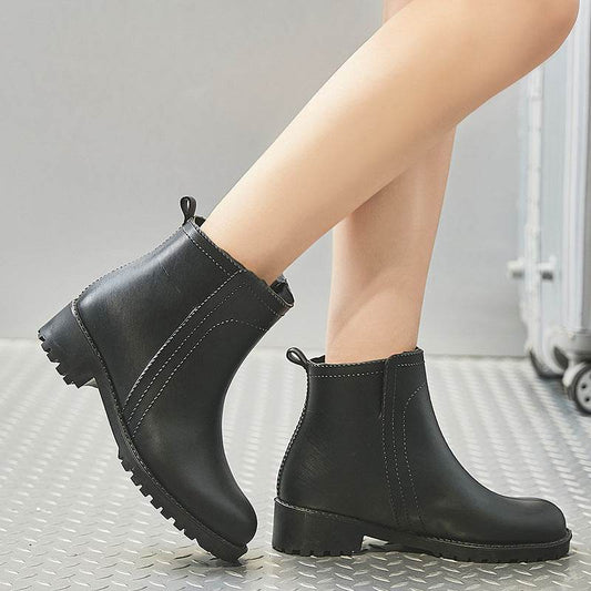 Women's Short Tube Rain Boots Wear Anti Slip Low Top Rain Boots - Mubimart