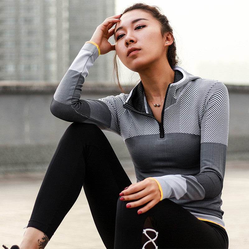Women Hooded running jacket Long Sleeve Sweatshirt - Mubimart