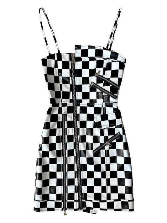 Women's Collar Hem Ramen Placket Slip Dress - Mubimart