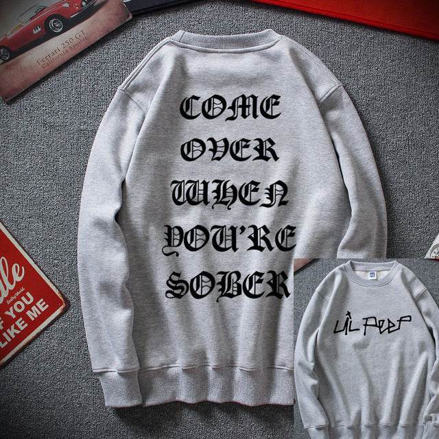 Cool Men Hip Hop Streetwear Top Cotton Fleece Sweatshirt - Mubimart