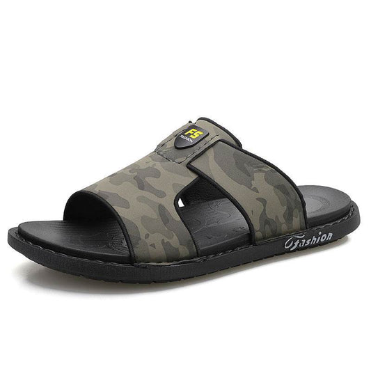 Slippers Soft Sole Leather Flip Flops Non-slip Beach Shoes Men Zapatos - Mubimart