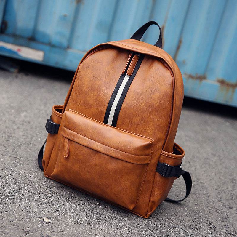 Men and women pu leather backpack - Mubimart