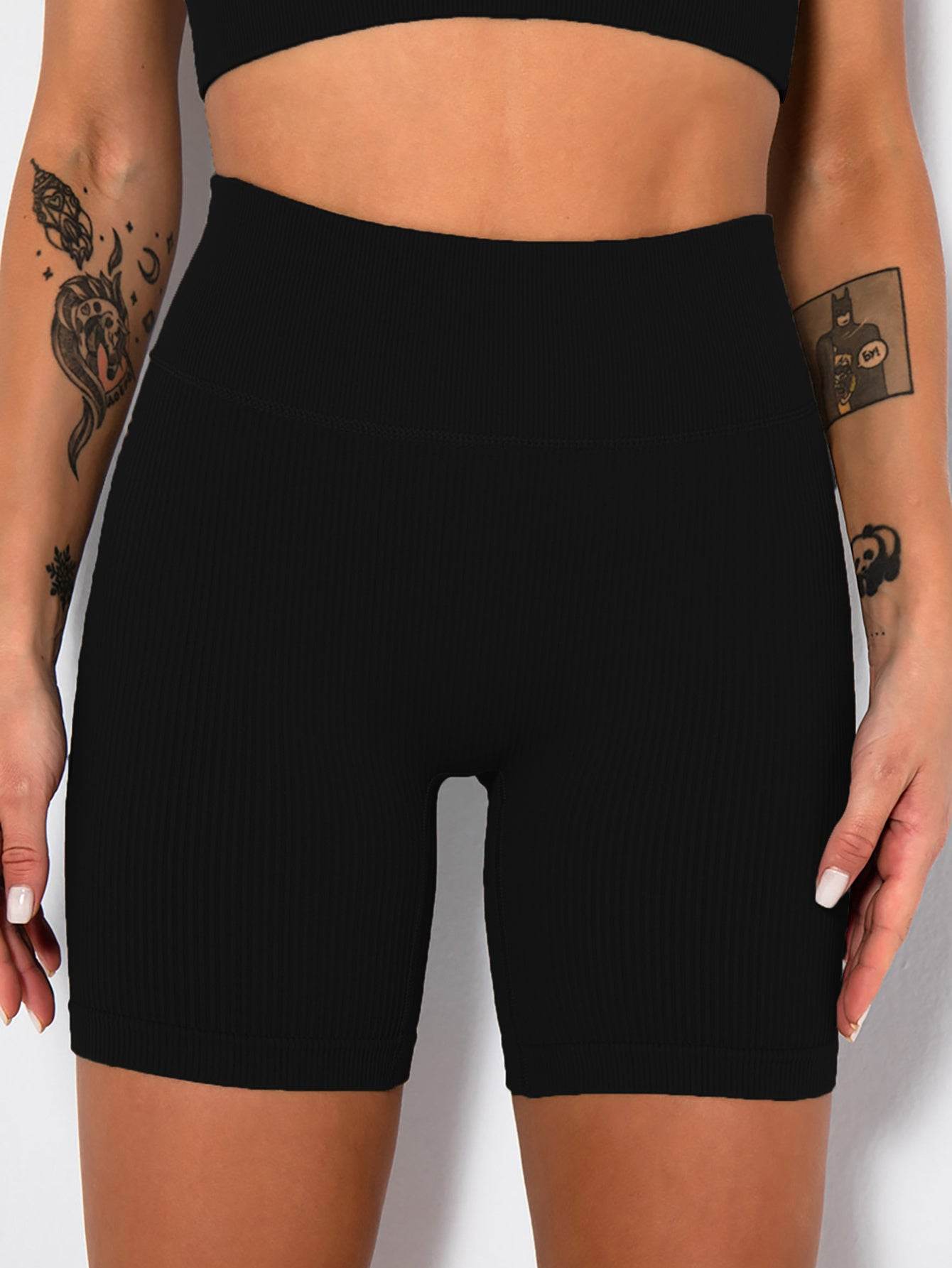 Yoga Shorts Ribbed Seamless Workout High Waist Athletic Leggings Suitable For Yoga Fitness, Workout Shorts Yoga Seamless Ribbed High Waisted Spandex Booty Biker Shorts - Mubimart