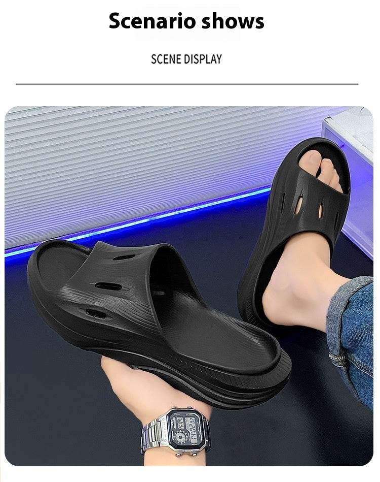 Wear-resistant Beach Sandals Outdoor Leisure Shit Feeling Home Single Strap Slides Trendy Shoes - Mubimart