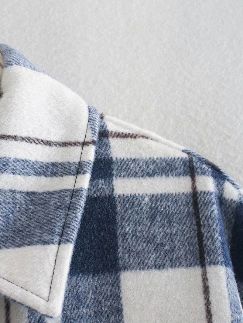 Loose plaid short shirt jacket - Mubimart