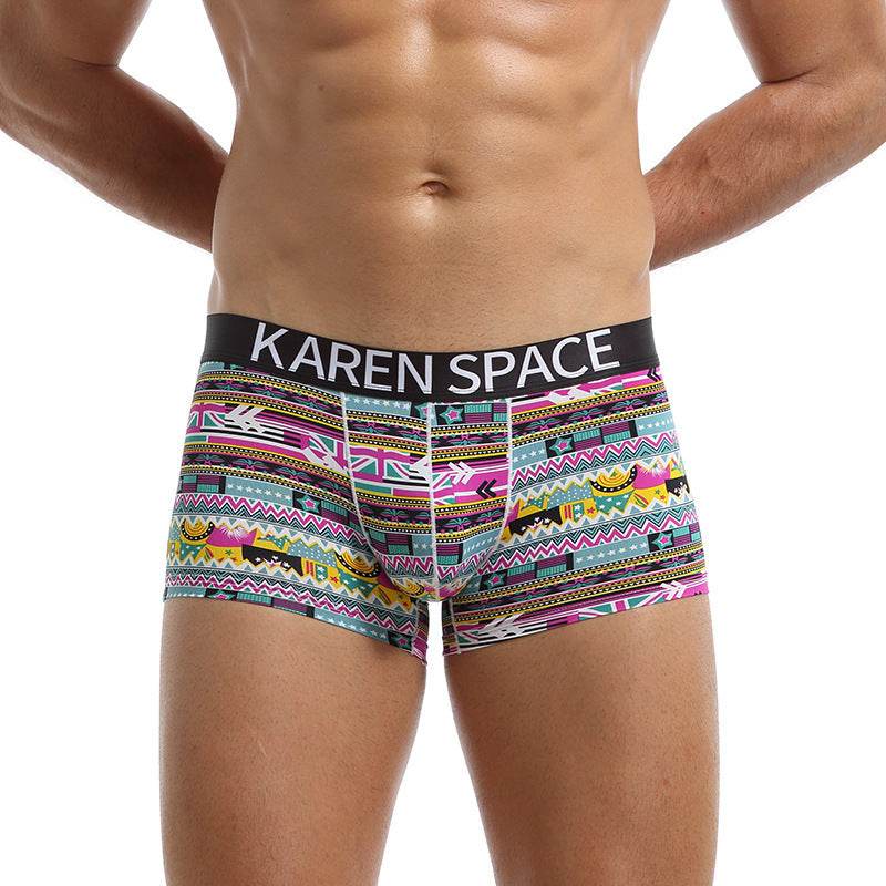 Ice Silk Fashion Printed Boxers - Mubimart