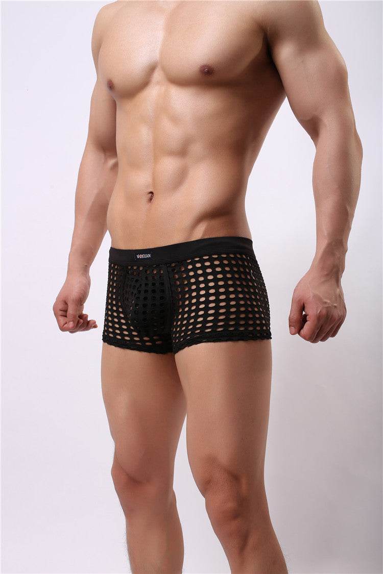 Mesh boxer briefs hollowed out - Mubimart