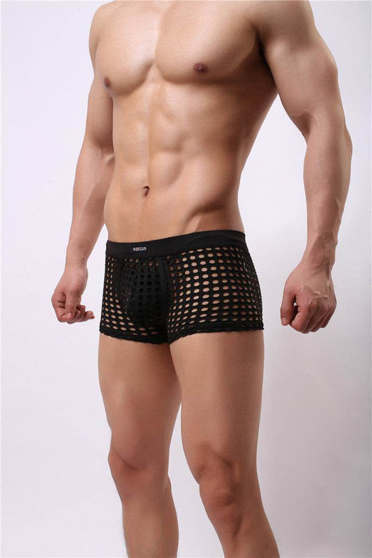 Mesh boxer briefs hollowed out - Mubimart