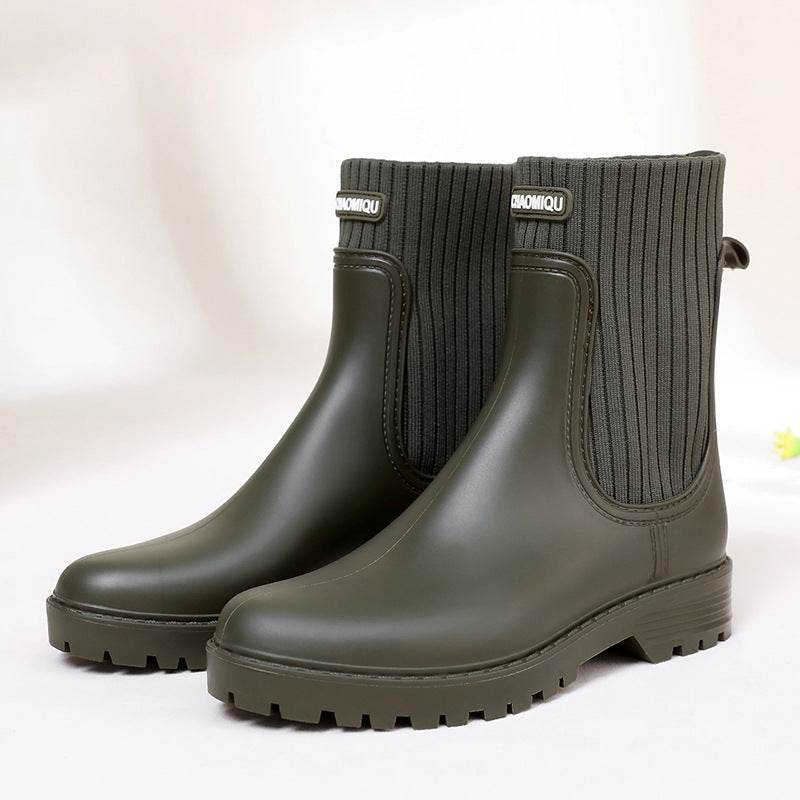 Women's Rain Waterproof Rain Anti-slip Rain Boots - Mubimart