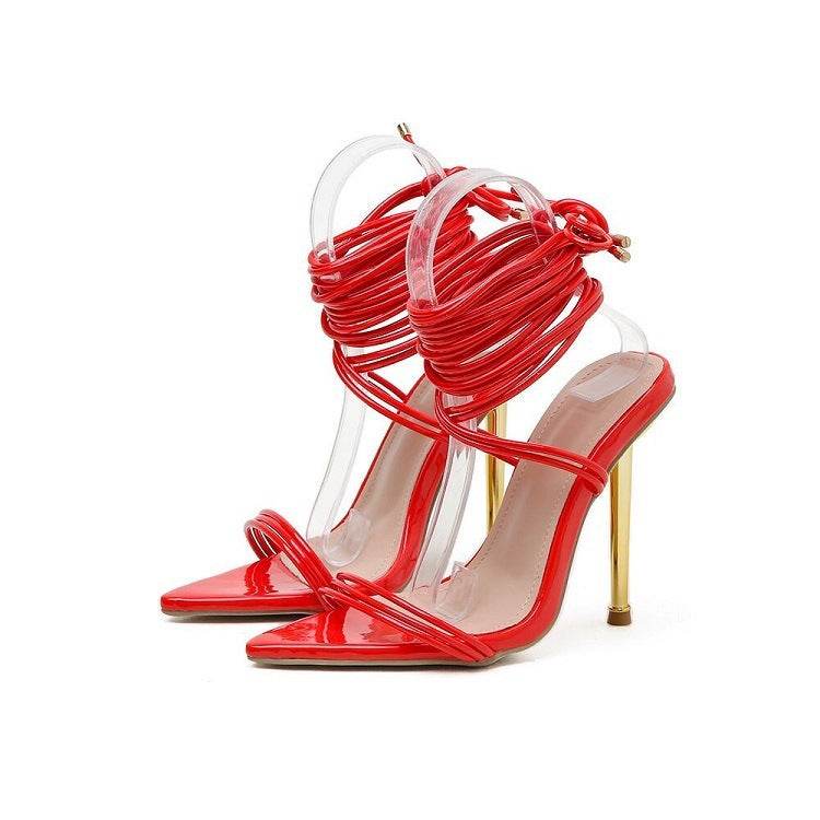 Women's Pointed Toe Stiletto Strappy High Heel Sandals - Mubimart