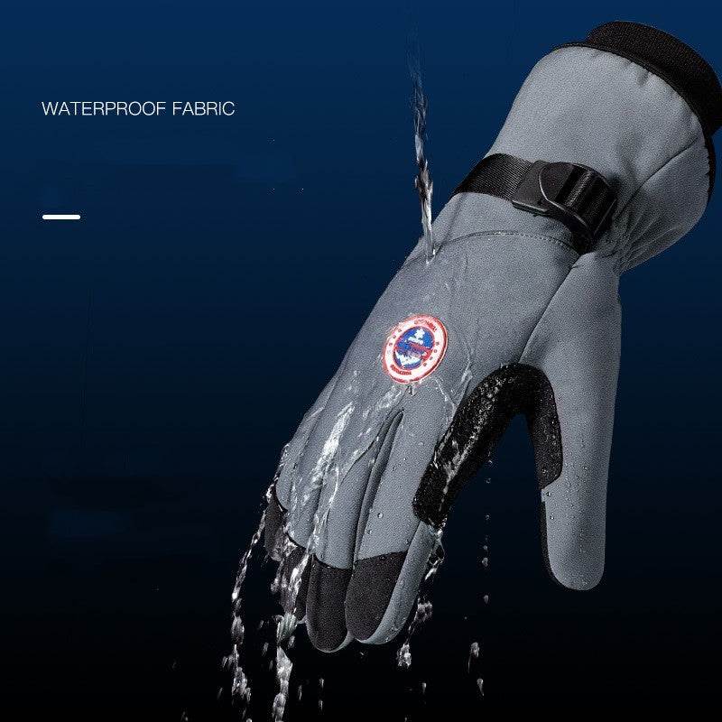 Warm Winter Ski Gloves For Men Outdoor Cycling With Fleece Thickened - Mubimart