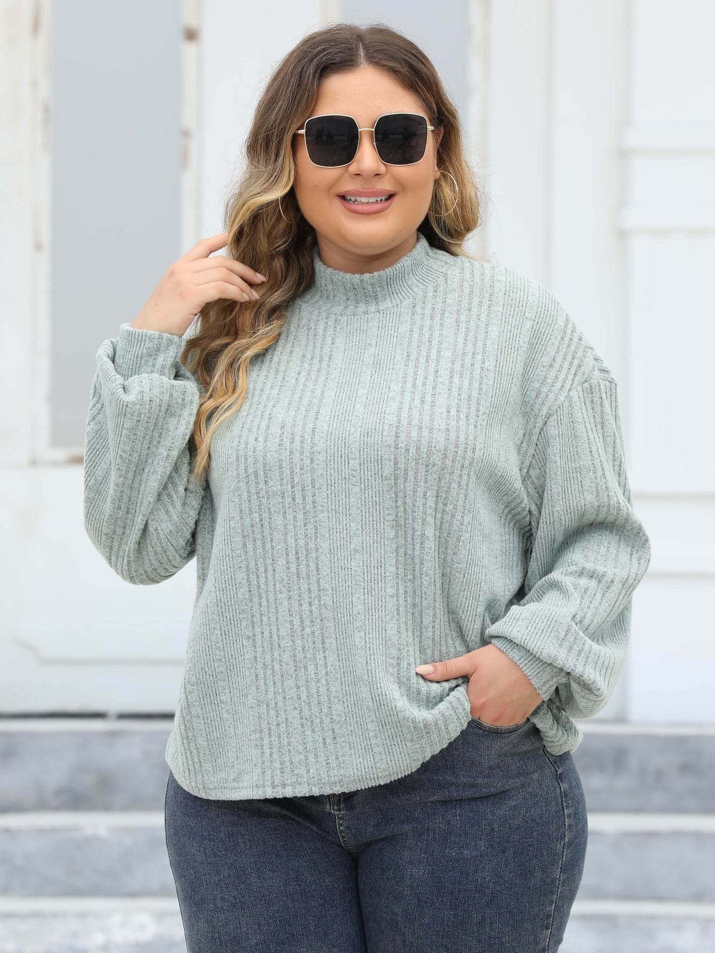 Lady's Pullover Tops Plus Size Half-turtleneck T-shirt Bottoming Shirt - Mubimart