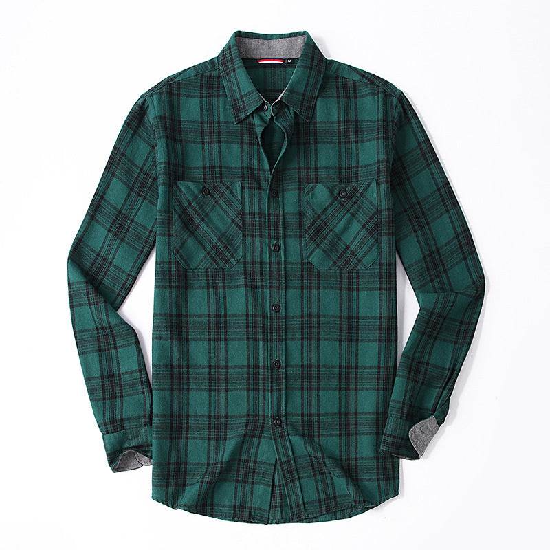 Men's Plaid Flannel Brushed Thermal Shirt - Mubimart