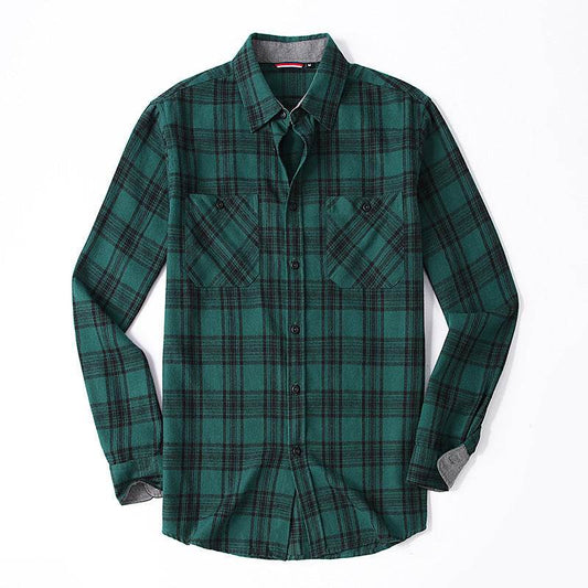 Men's Plaid Flannel Brushed Thermal Shirt - Mubimart