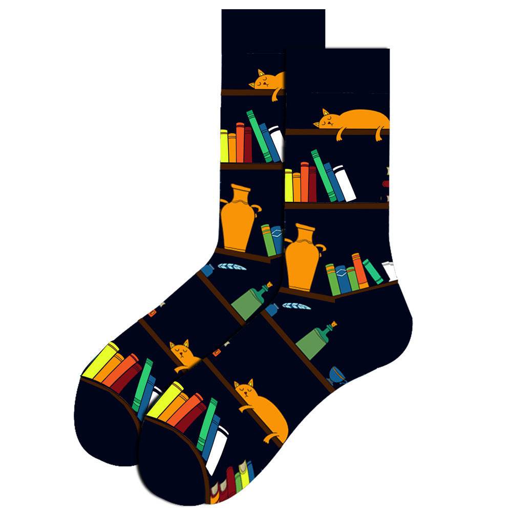 Men's Socks Santa Claus Moose Men's Mid-tube Socks Tide Cotton Socks - Mubimart