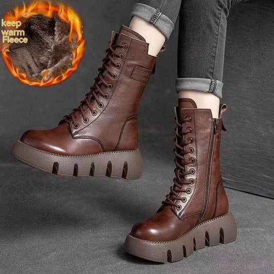 Fleece-lined Thick Cotton Mid-calf Women's Single Boots - Mubimart