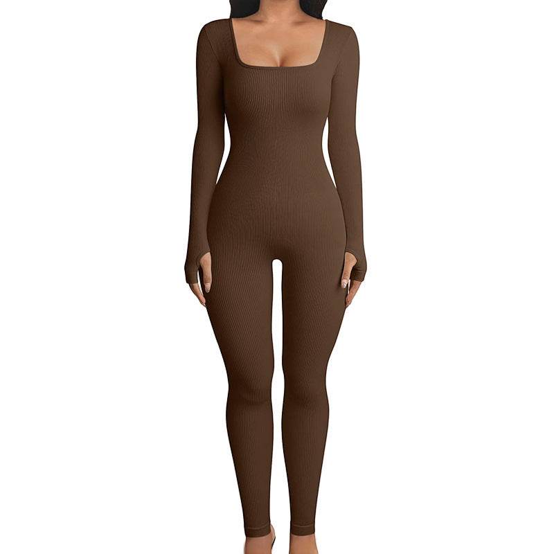 Seamless Jumpsuit Long Sleeve Shapewear Hip Lift Yoga Jumpsuit Sports Jumpsuit Bodysuits - Mubimart