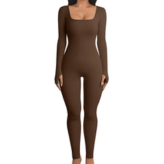 Seamless Jumpsuit Long Sleeve Shapewear Hip Lift Yoga Jumpsuit Sports Jumpsuit Bodysuits - Mubimart -  