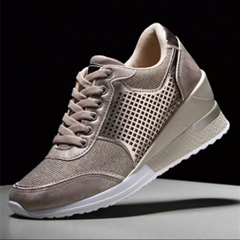 Lacing Sneakers With Platform Heels For Women - Mubimart