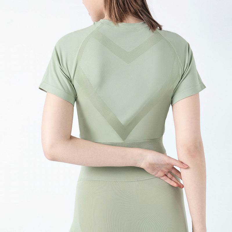 Sew Knit Solid Color Yoga Workout Top - Mubimart