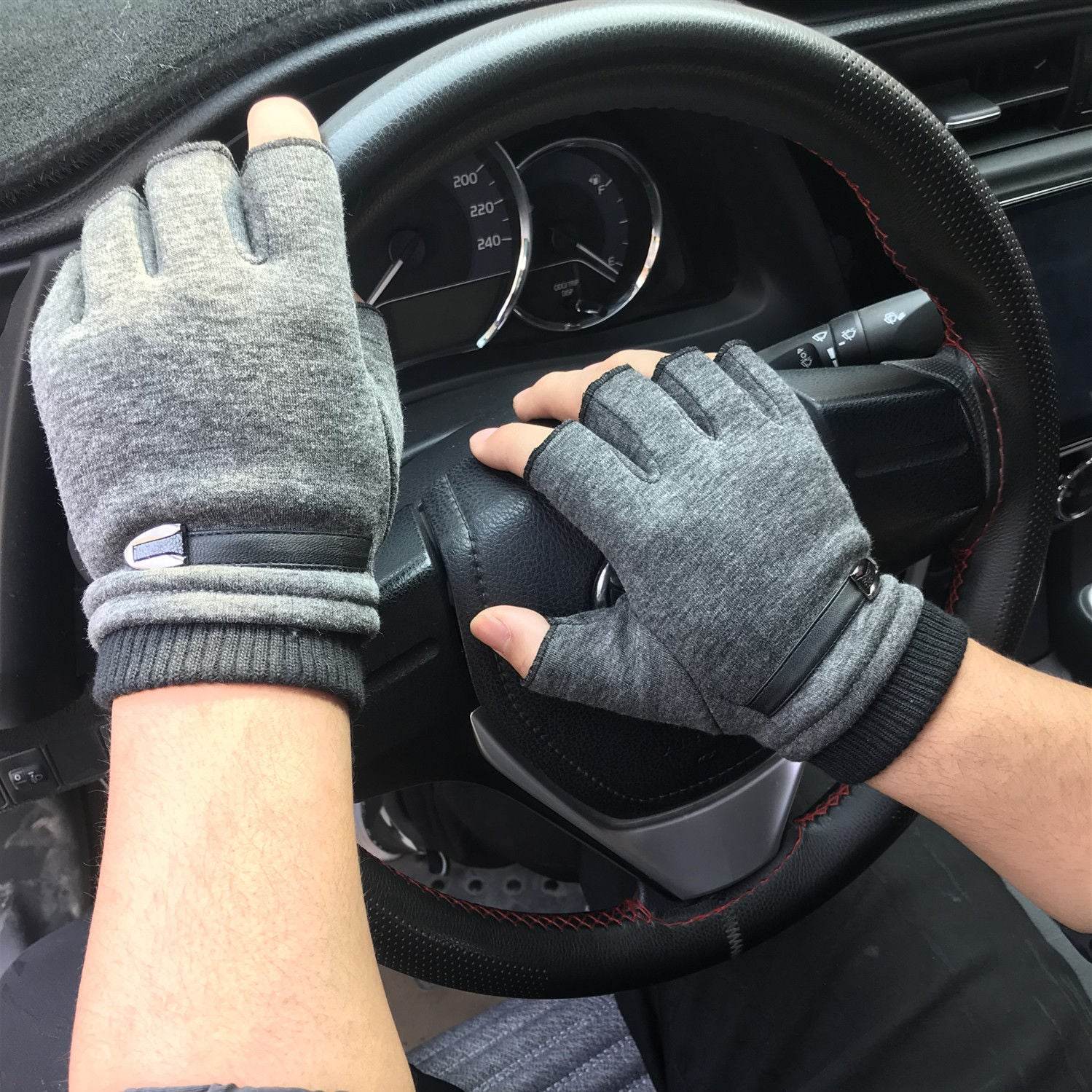 Half-finger gloves for men and women without velvet in autumn and winter - Mubimart
