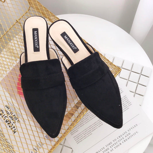 Pointed-toe baotou mules shoes cool half drag - Mubimart