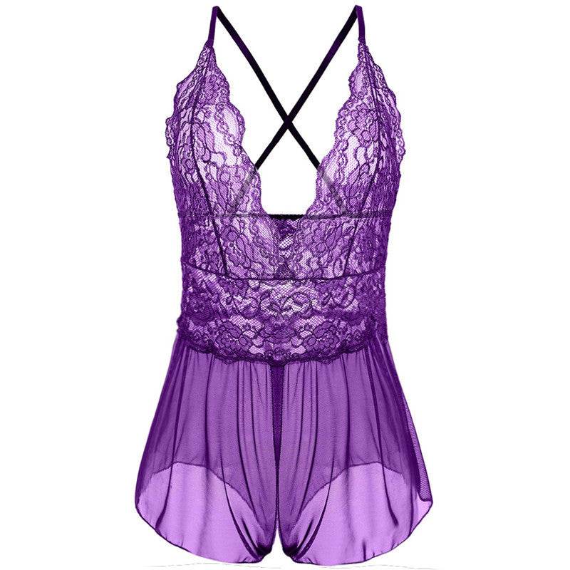 Lace sling bodysuit - Mubimart