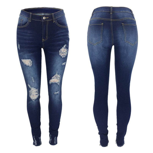 Women's Ripped Jeans Slim Fit Skinny - Mubimart