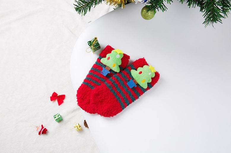 Christmas Tree Fuzzy Plush Socks - Mubimart
