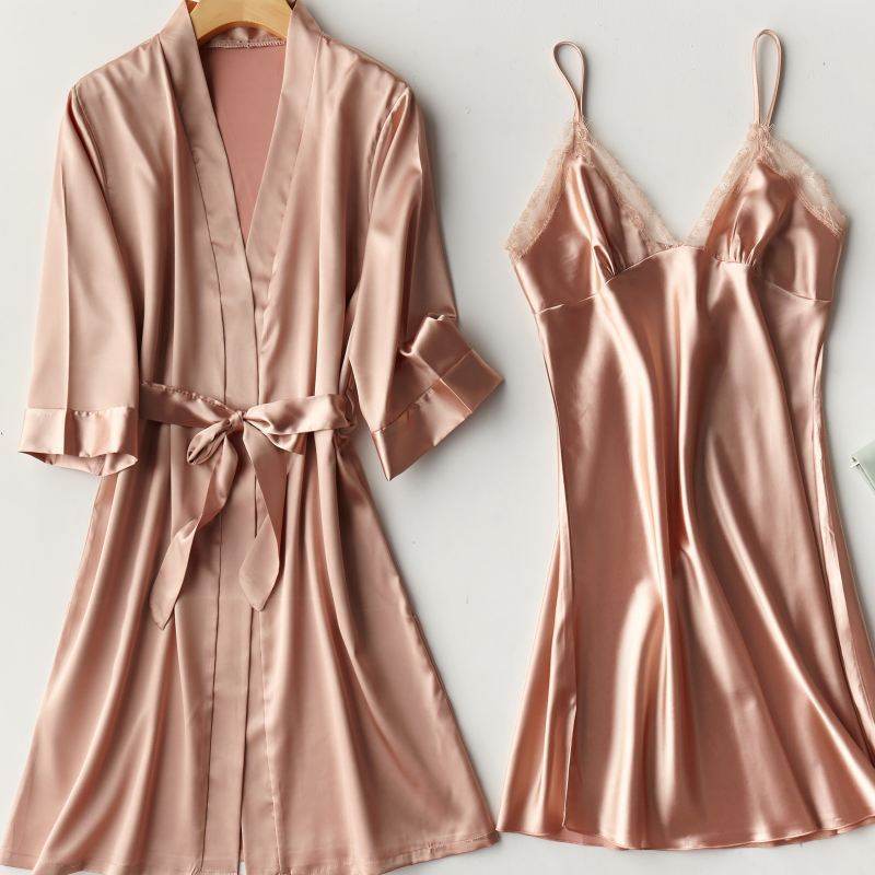 Two-piece suspender nightgown - Mubimart