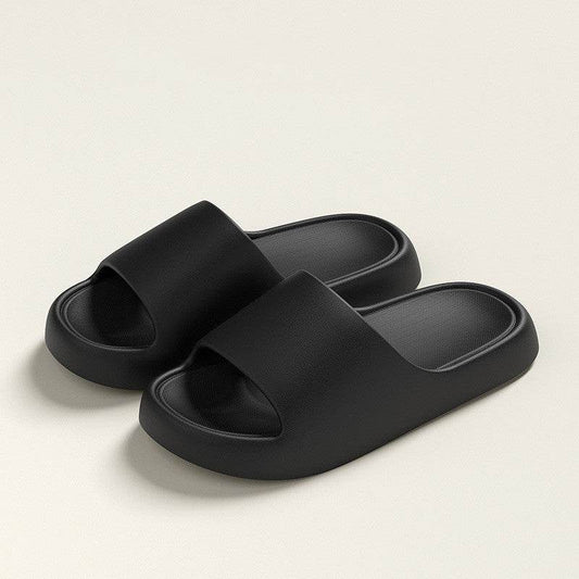 Solid Thick-soled Home Slippers Summer Non-slip Floor Bathroom Slipper For Women Men's House Shoes - Mubimart