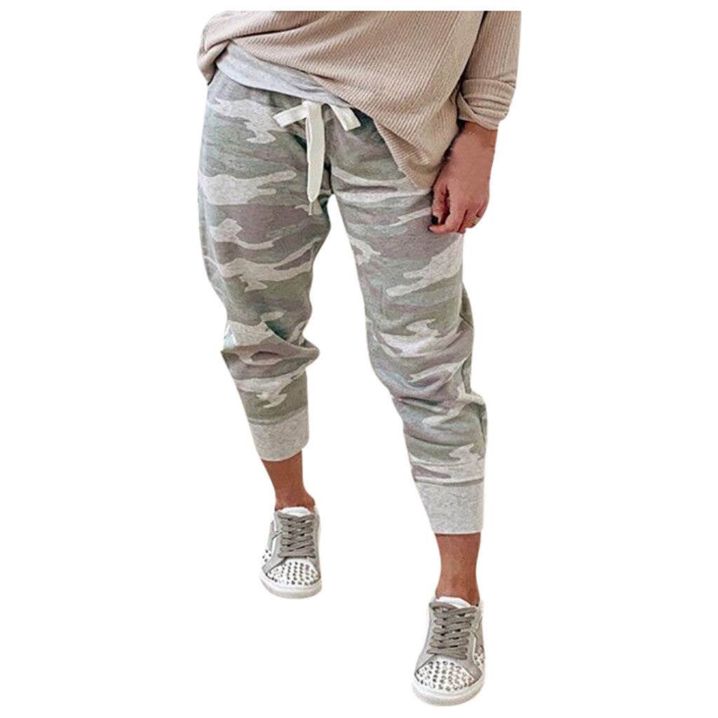 Camo print casual drawstring Jogger - Mubimart