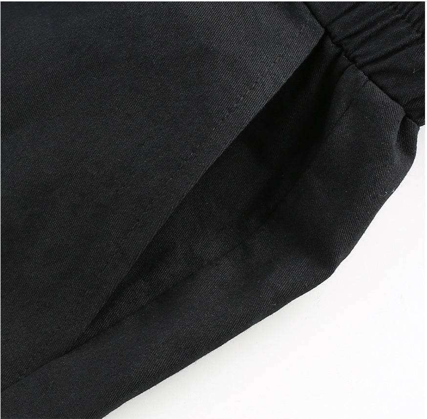 White Stripe Cargo Pants Women Trousers Pockets Patchwork Contrast Color High Waist Pants Hip Hop Capris - Mubimart
