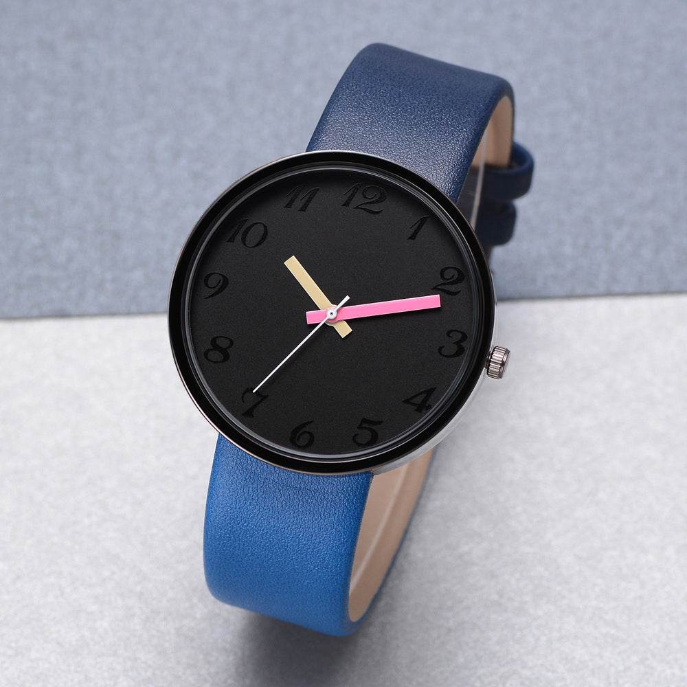 Women Watch Gray Contrast Leather Quartz Watch Women Watches Lovers Unisex Casual Ladies Wrist Watch Clock Relogio Feminino - Mubimart