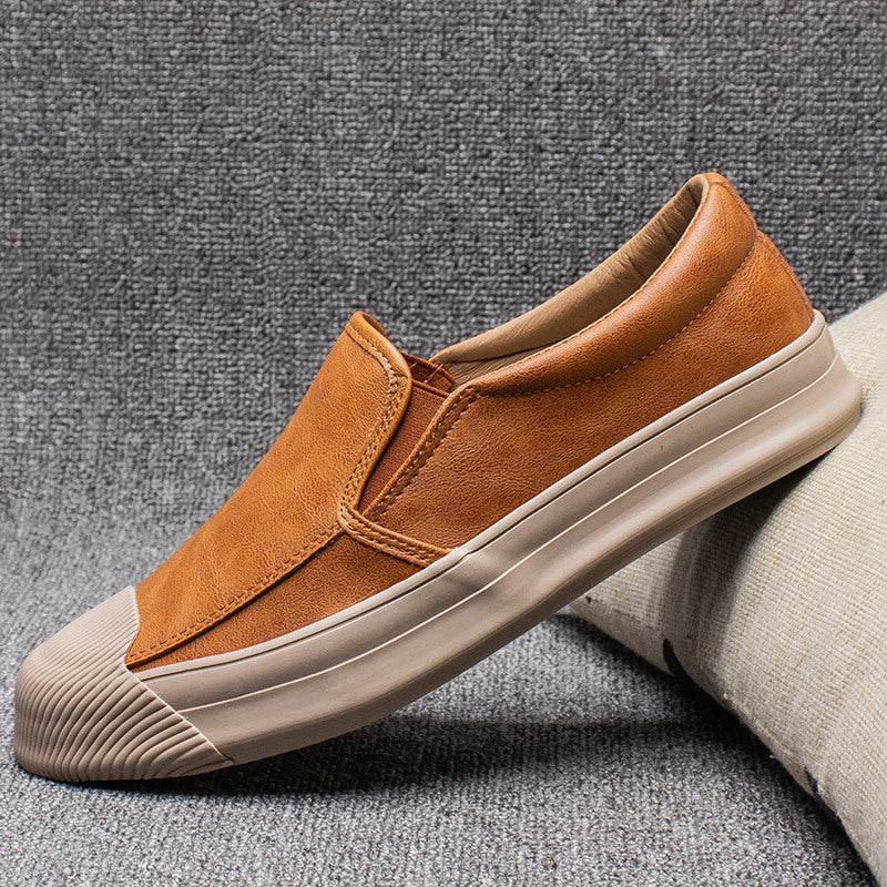 Mens Casual Leather Rubber Shoes - Mubimart