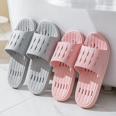 Anti-slip Striped Texture Hollow Design Slippers Women Floor Bathroom House Shoes Summer Indoor Home Slipper Couple - Mubimart - Womens Slipper 